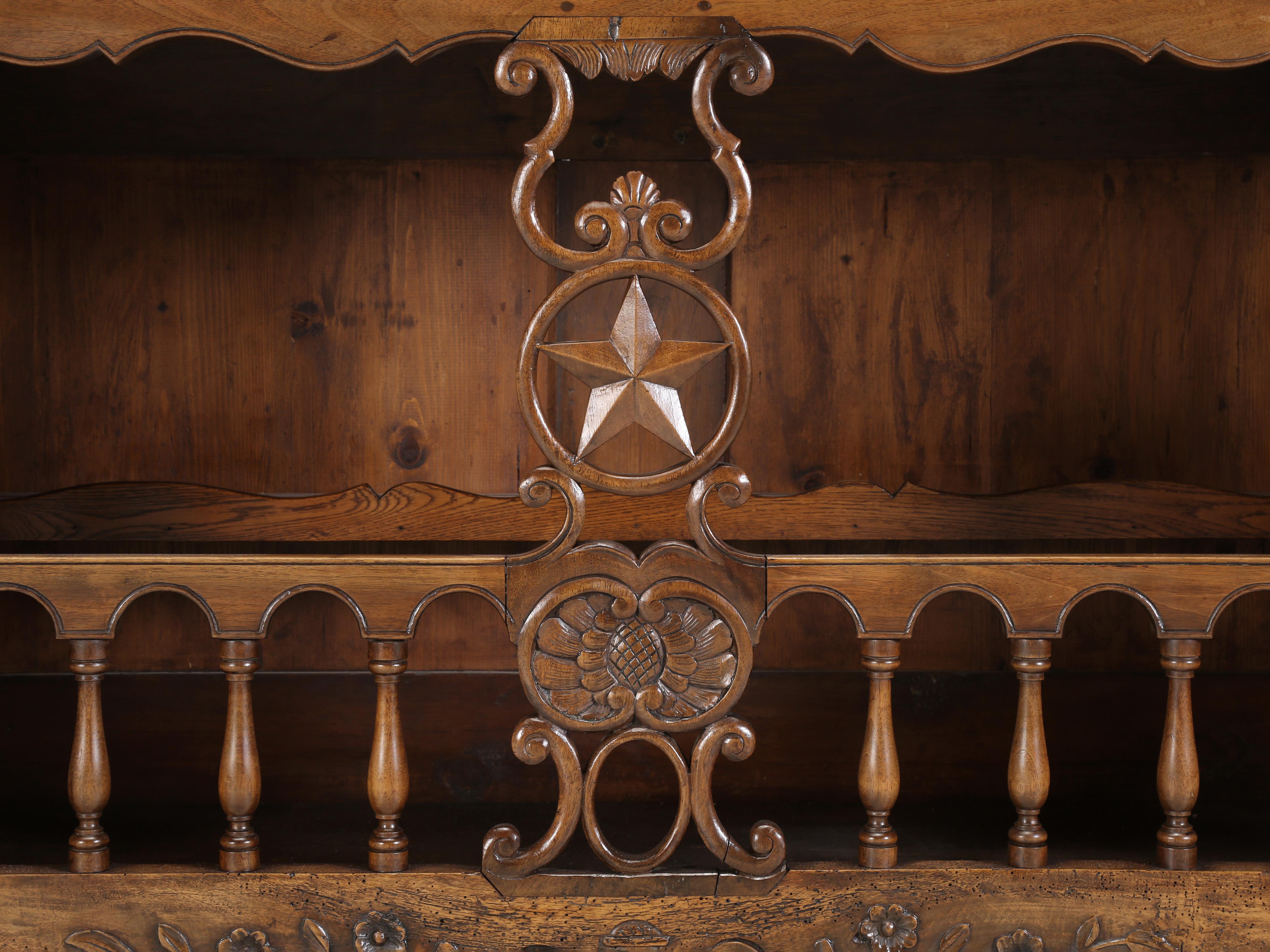 Antique French Walnut Buffet with Unusual Open Center For Display Great Patina For Sale 4