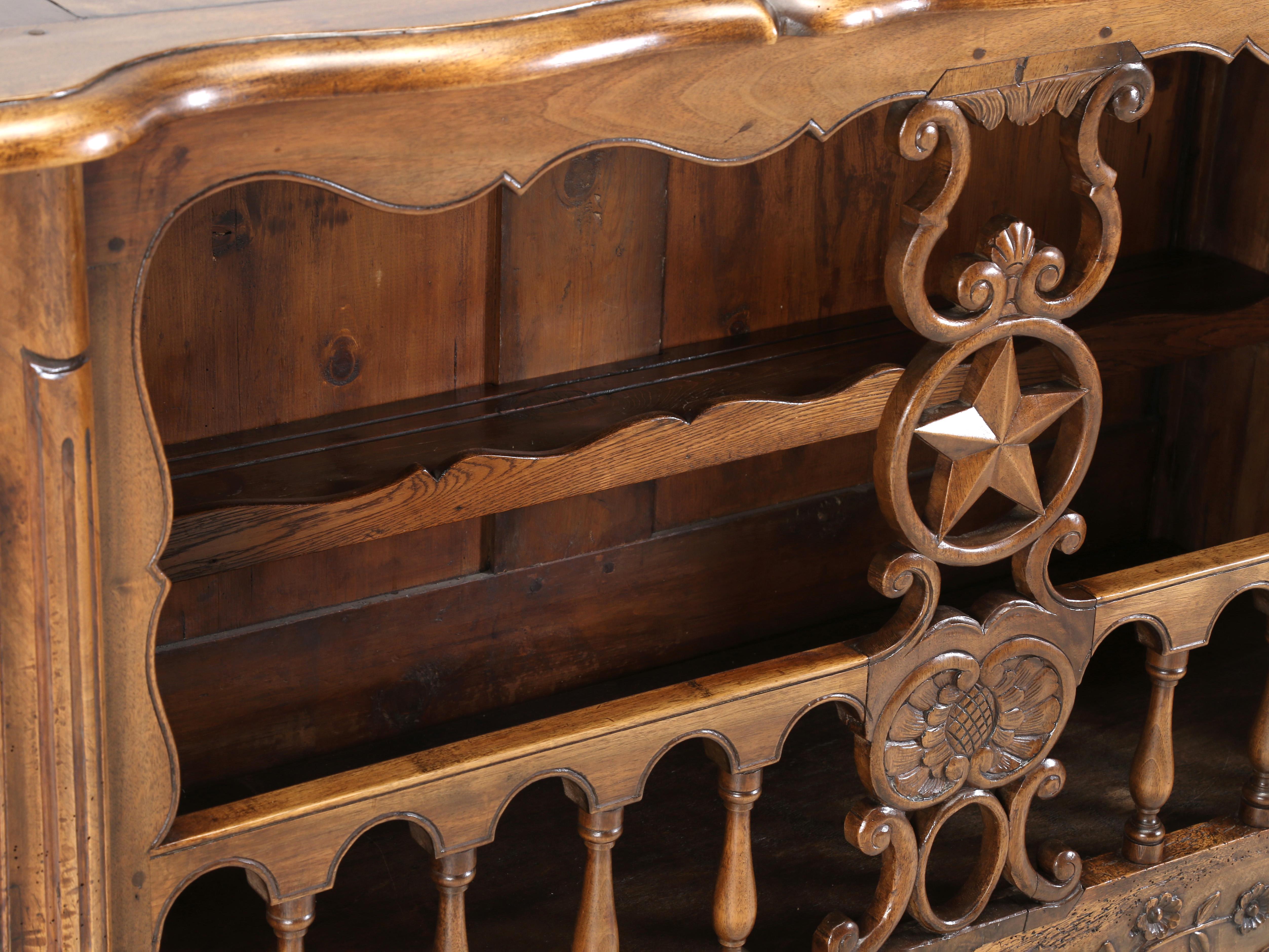 Antique French Walnut Buffet with Unusual Open Center For Display Great Patina For Sale 5