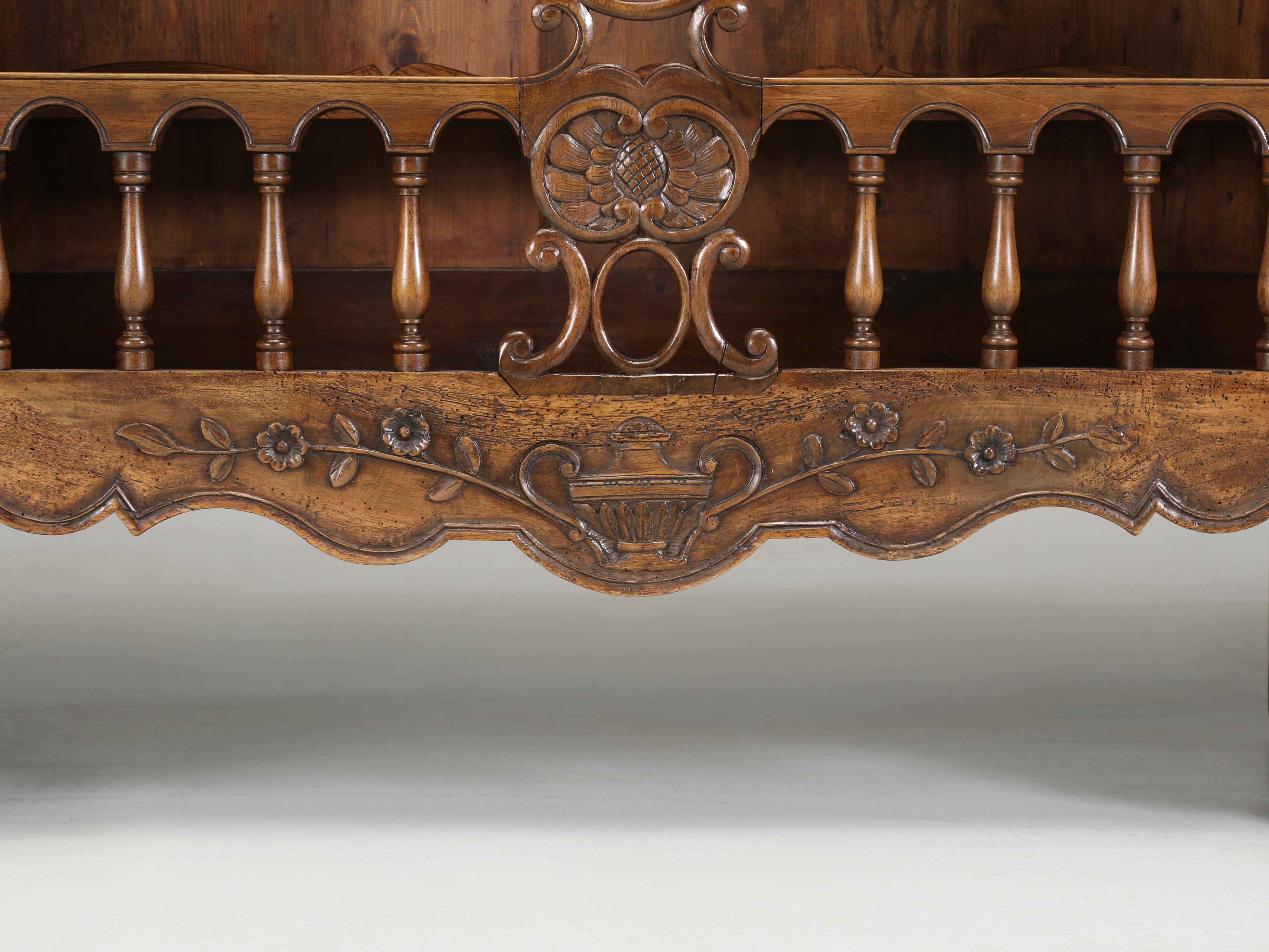 Antique French Walnut Buffet with Unusual Open Center For Display Great Patina For Sale 8