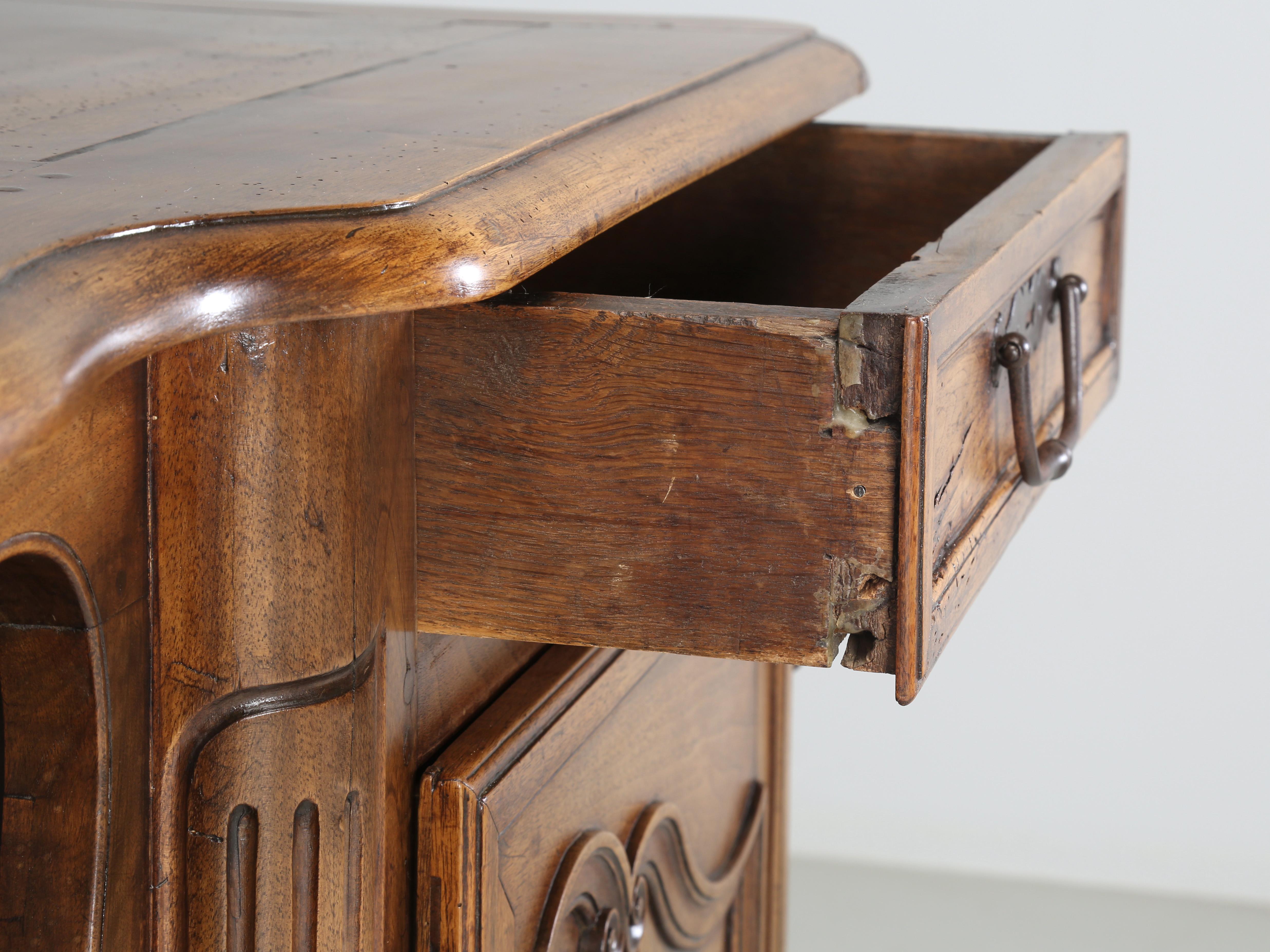 Antique French Walnut Buffet with Unusual Open Center For Display Great Patina For Sale 1