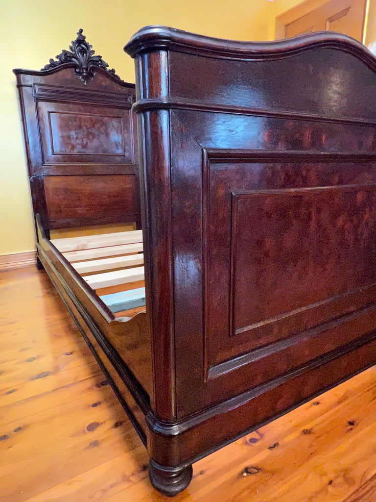 Antique French Walnut Burl Single Bed For Sale at 1stDibs