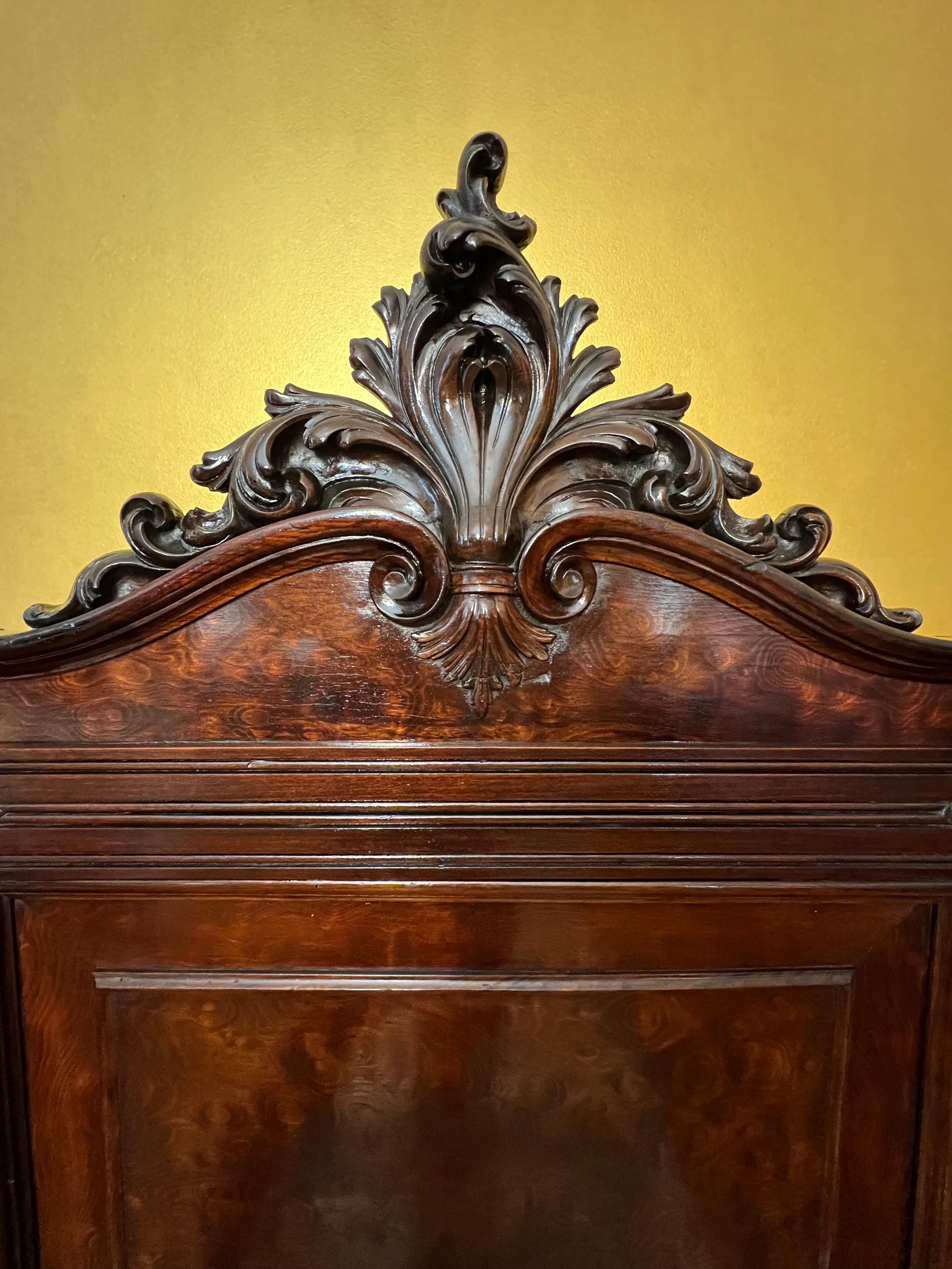 19th Century Antique French Walnut Burl Single Bed