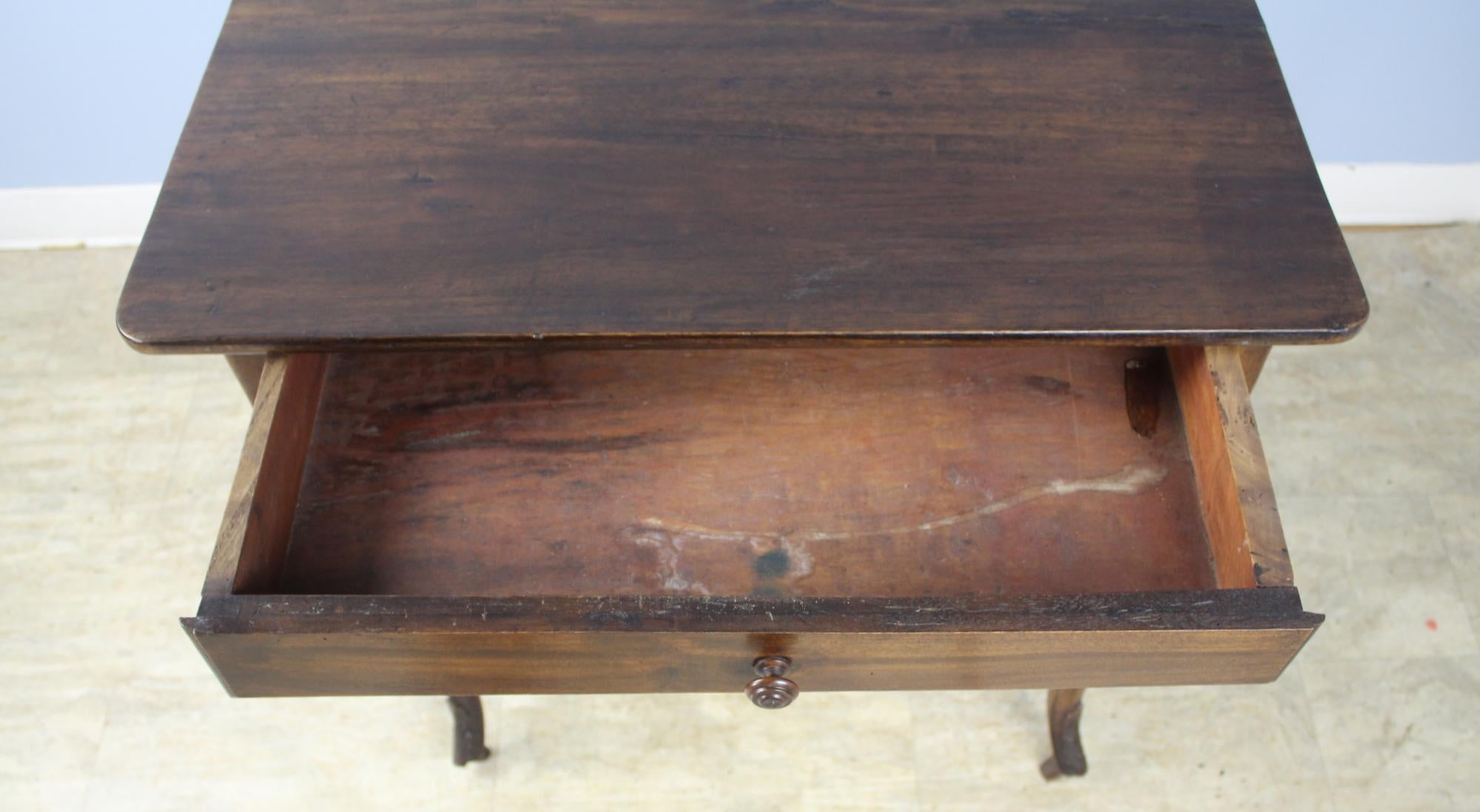 Antique French Walnut Cabriole Leg Side Table 8