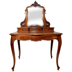 Antique French Walnut Carved Dressing Table, circa 1880
