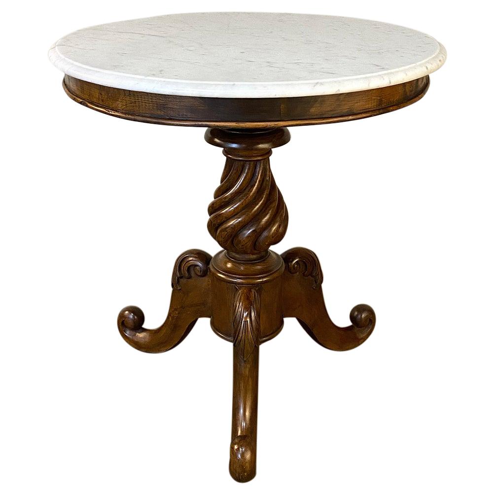 Mahogany and Gilt Metal French Center Table with Marble Top at 1stDibs