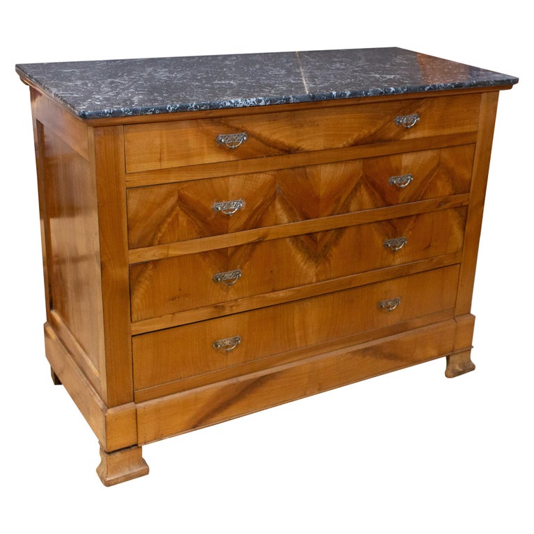 Antique French Walnut Chest Of Drawers With Marble Top At 1stdibs