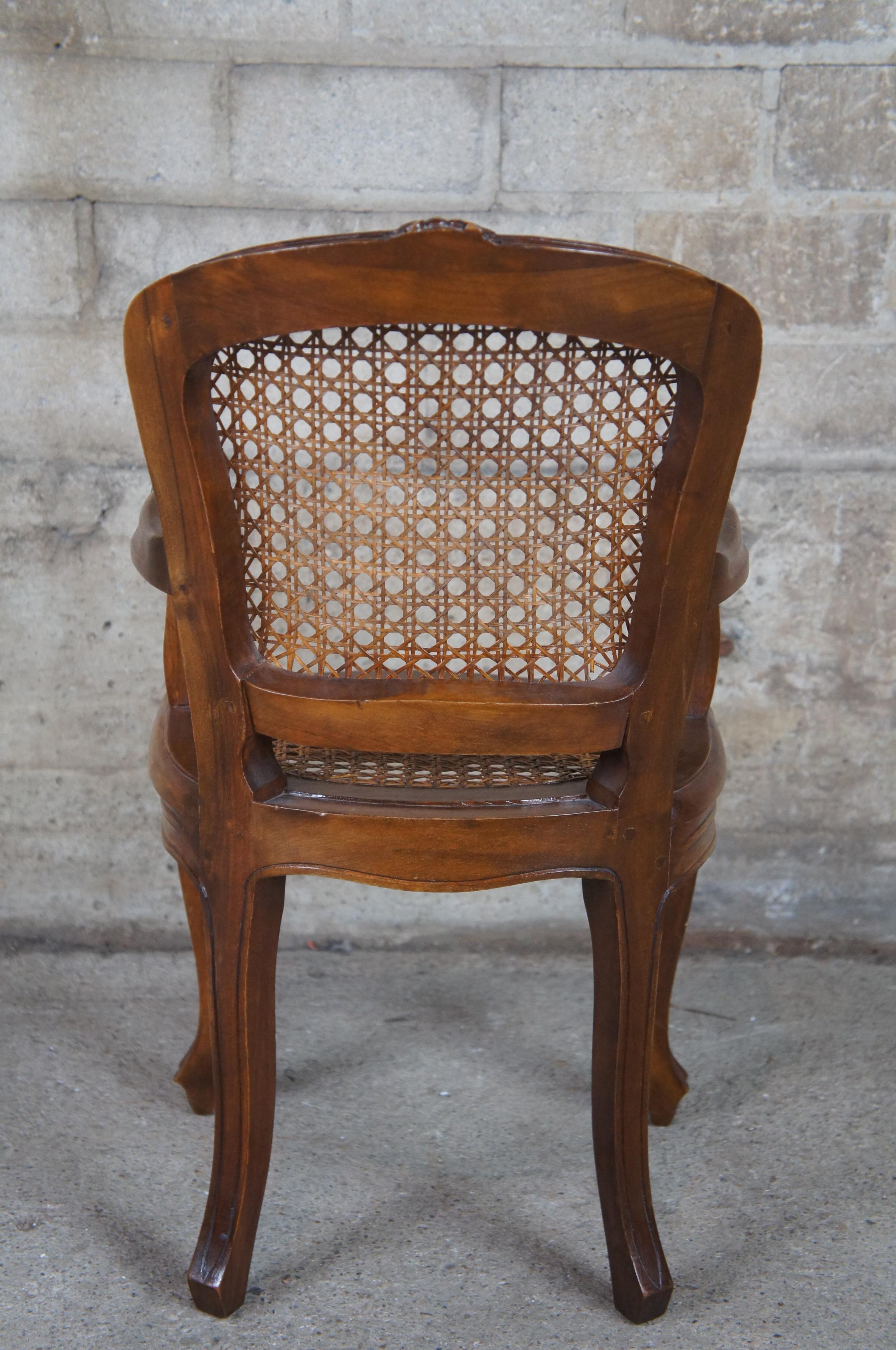 20th Century Antique French Walnut Child’s Bergere Arm Chair Fauteuil Louis XVI Cane Doll