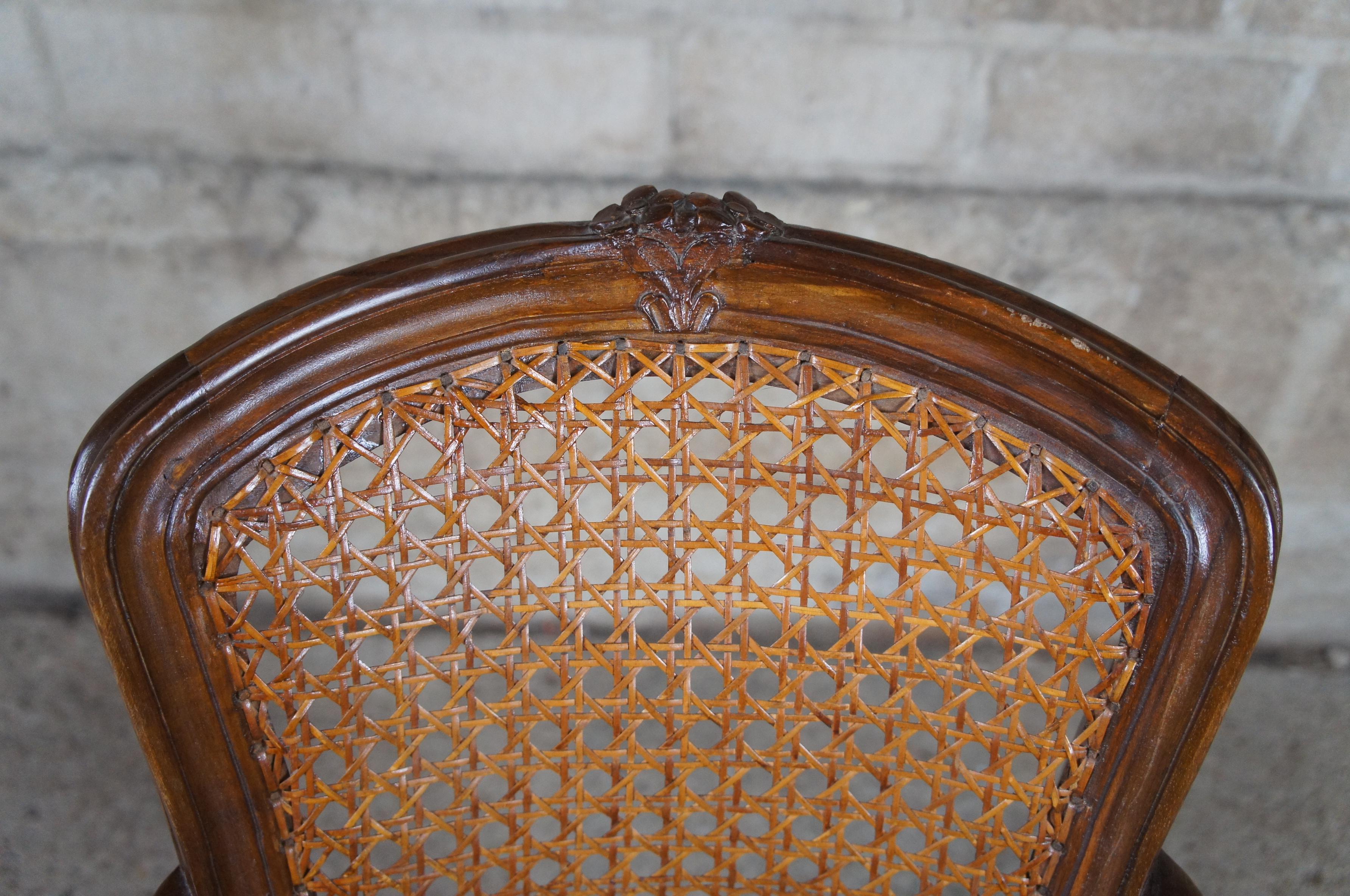 Antique French Walnut Child’s Bergere Arm Chair Fauteuil Louis XVI Cane Doll 1