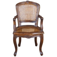 Antique French Walnut Child’s Bergere Arm Chair Fauteuil Louis XVI Cane Doll