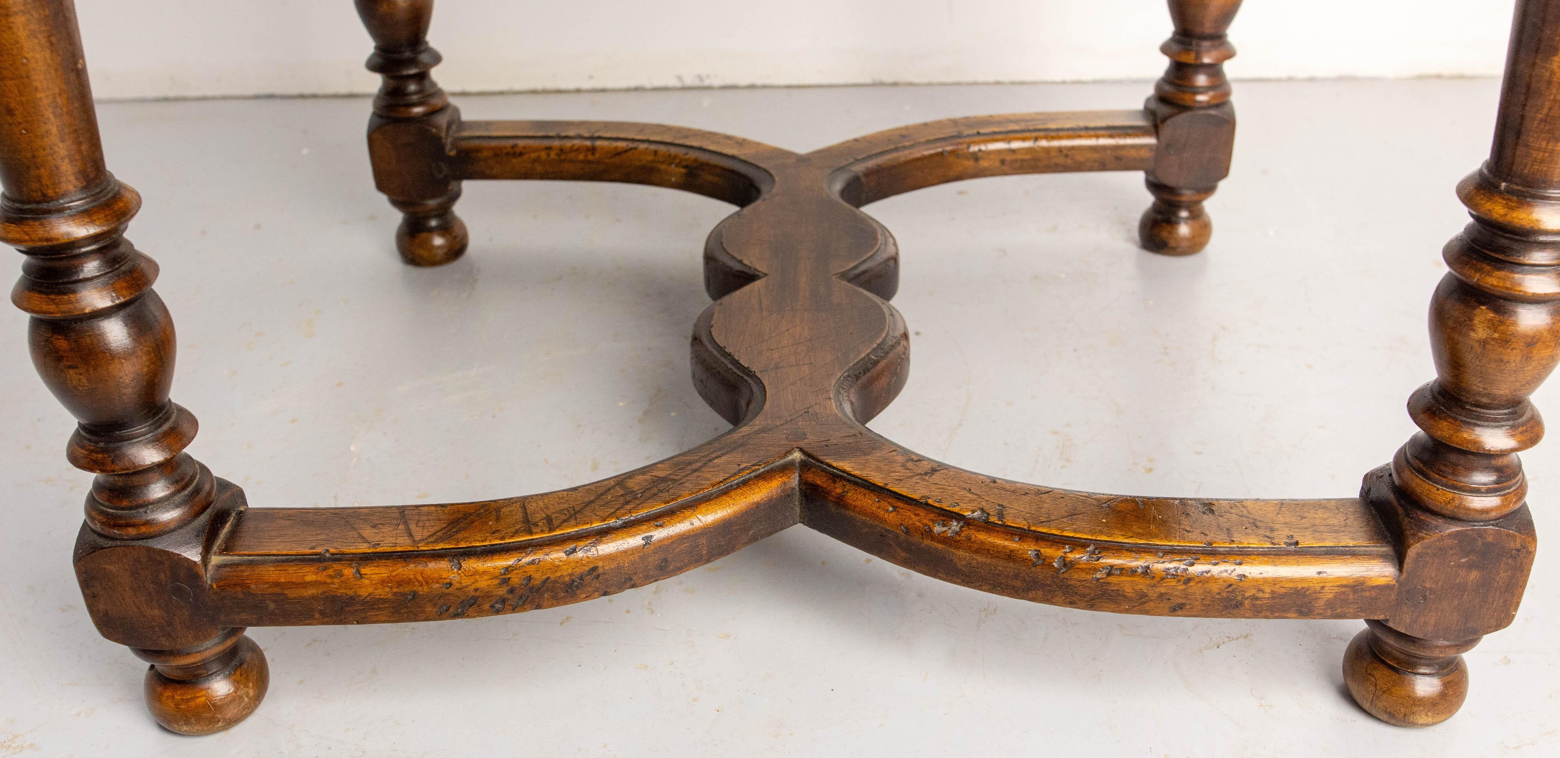 Antique French Walnut Coffee Table End Table with Drawer circa 1940 For Sale 7