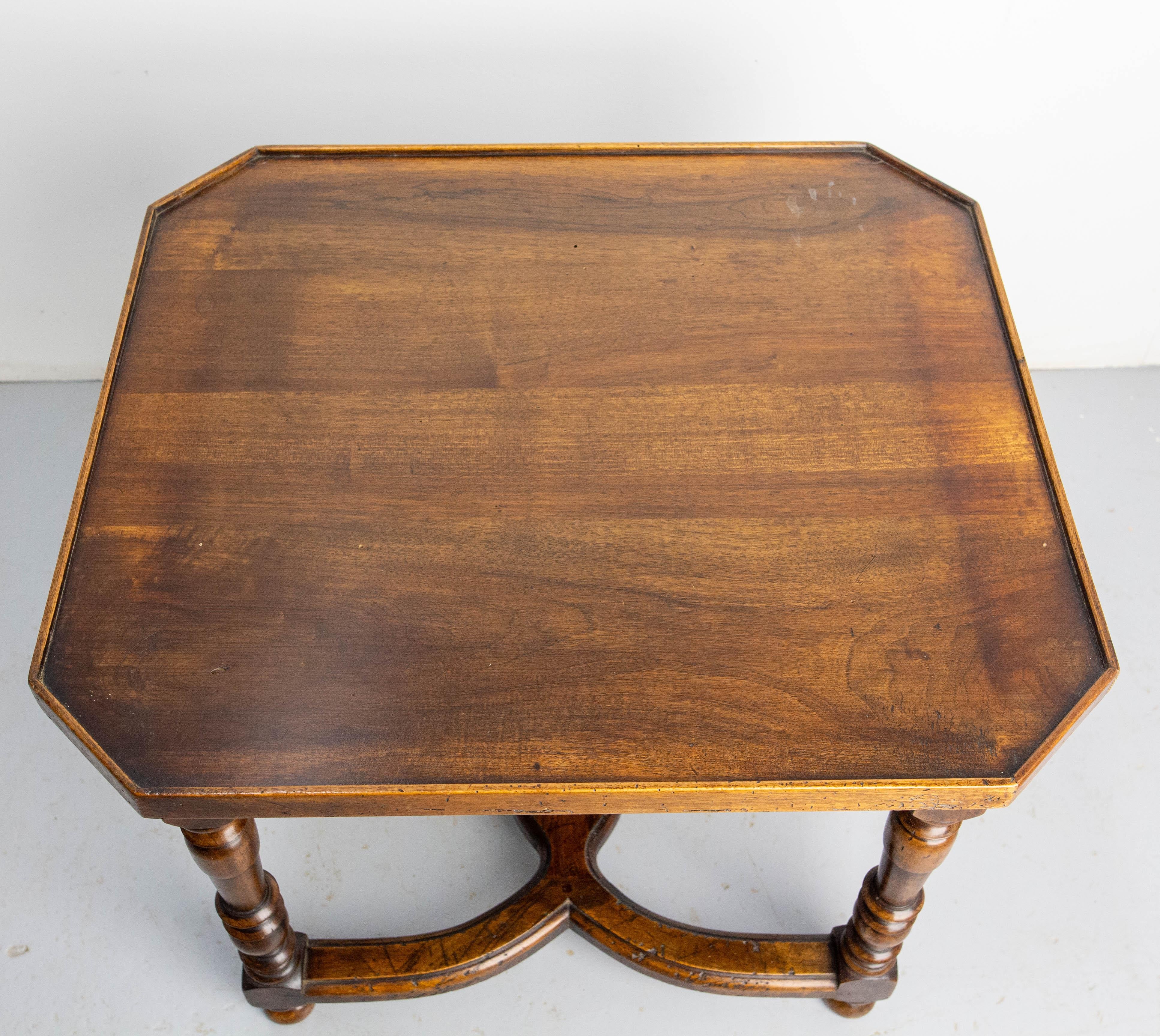 Antique French Walnut Coffee Table End Table with Drawer circa 1940 For Sale 5