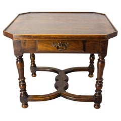 Antique French Walnut Coffee Table End Table with Drawer circa 1940