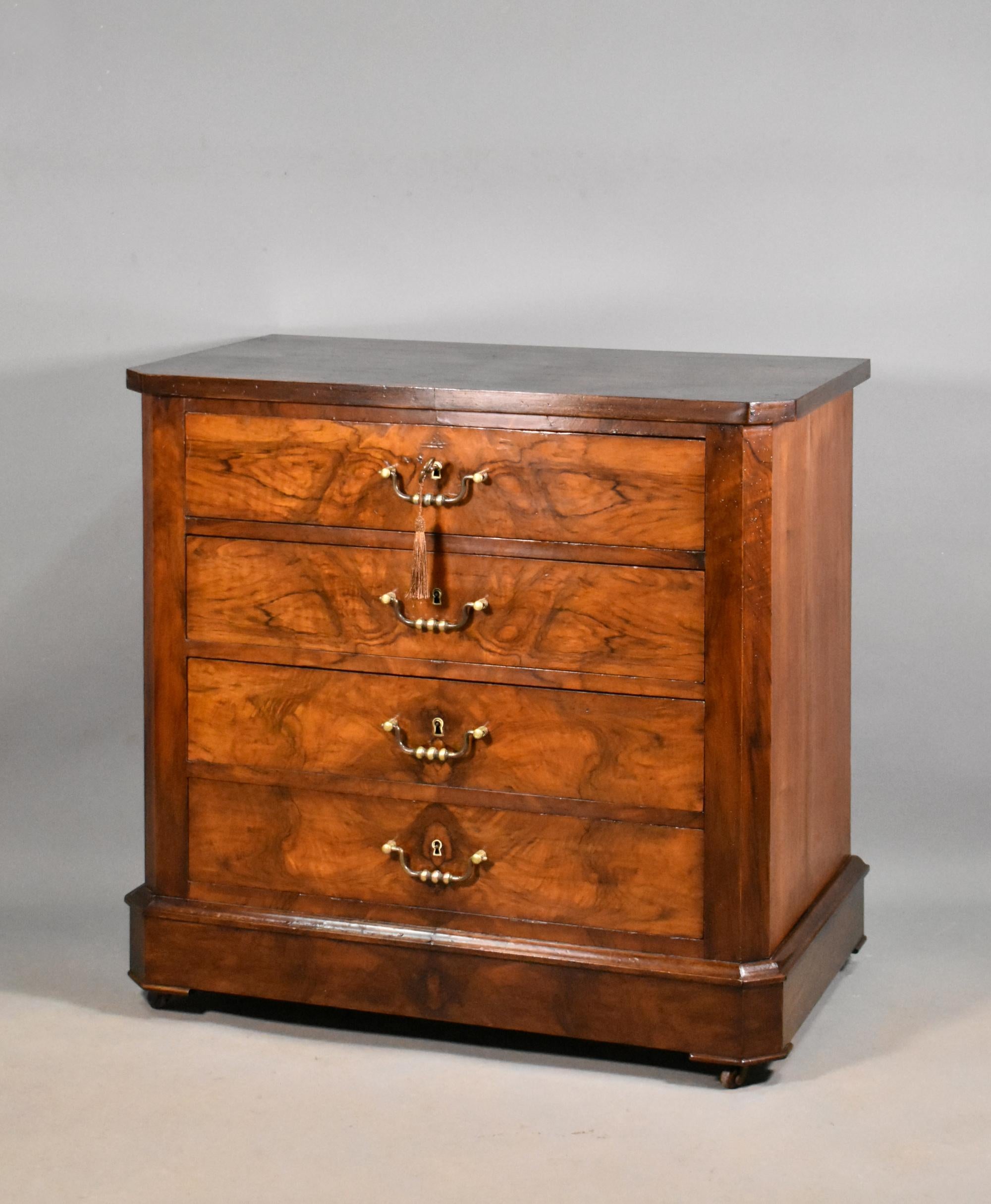 Polished Antique French Walnut Commode Louis Philippe Style