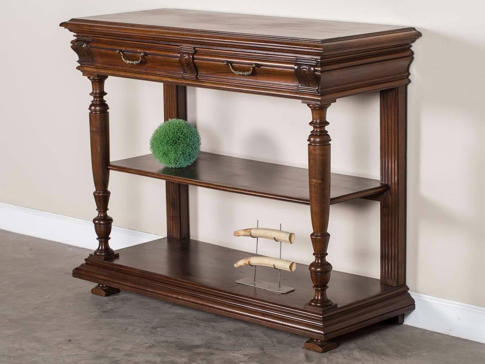 Carved Antique French Walnut Desserte Console Buffet, circa 1895