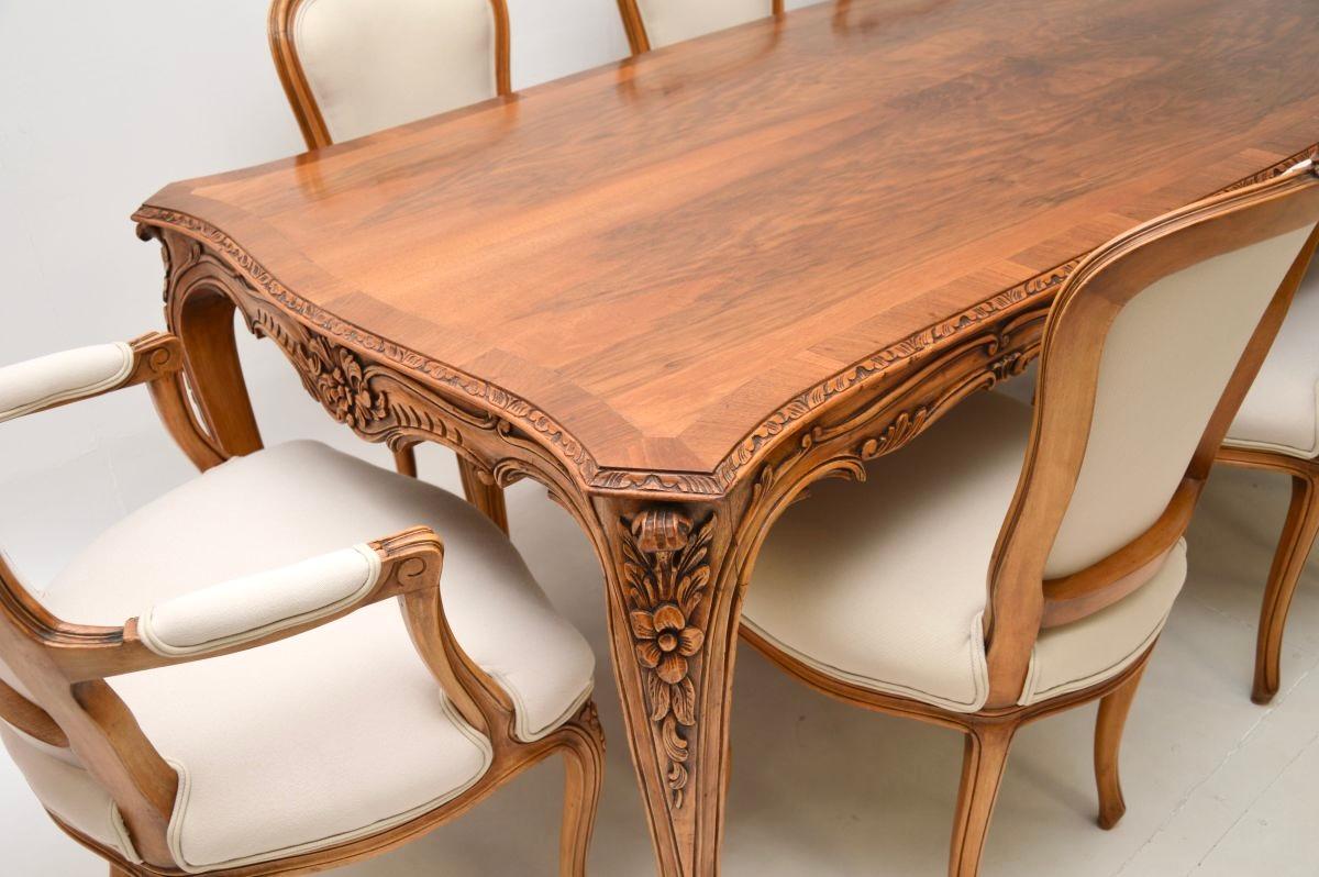 Antique French Walnut Dining Table and Eight Chairs 1