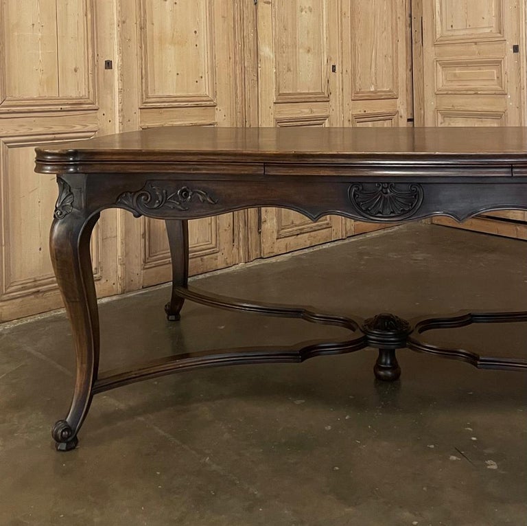 Antique French Walnut Draw Leaf Dining Table For Sale 1