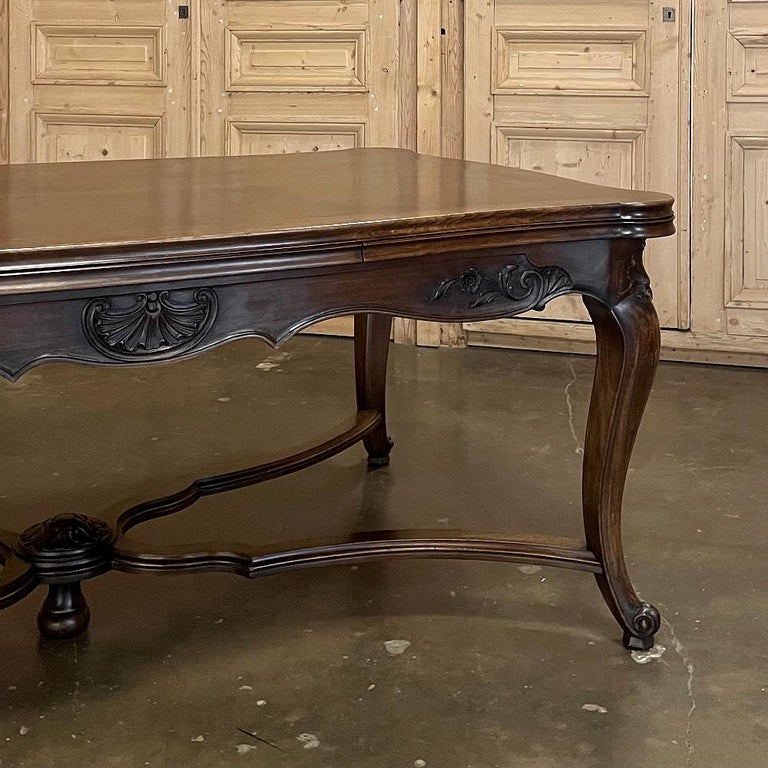 Antique French Walnut Draw Leaf Dining Table For Sale 2