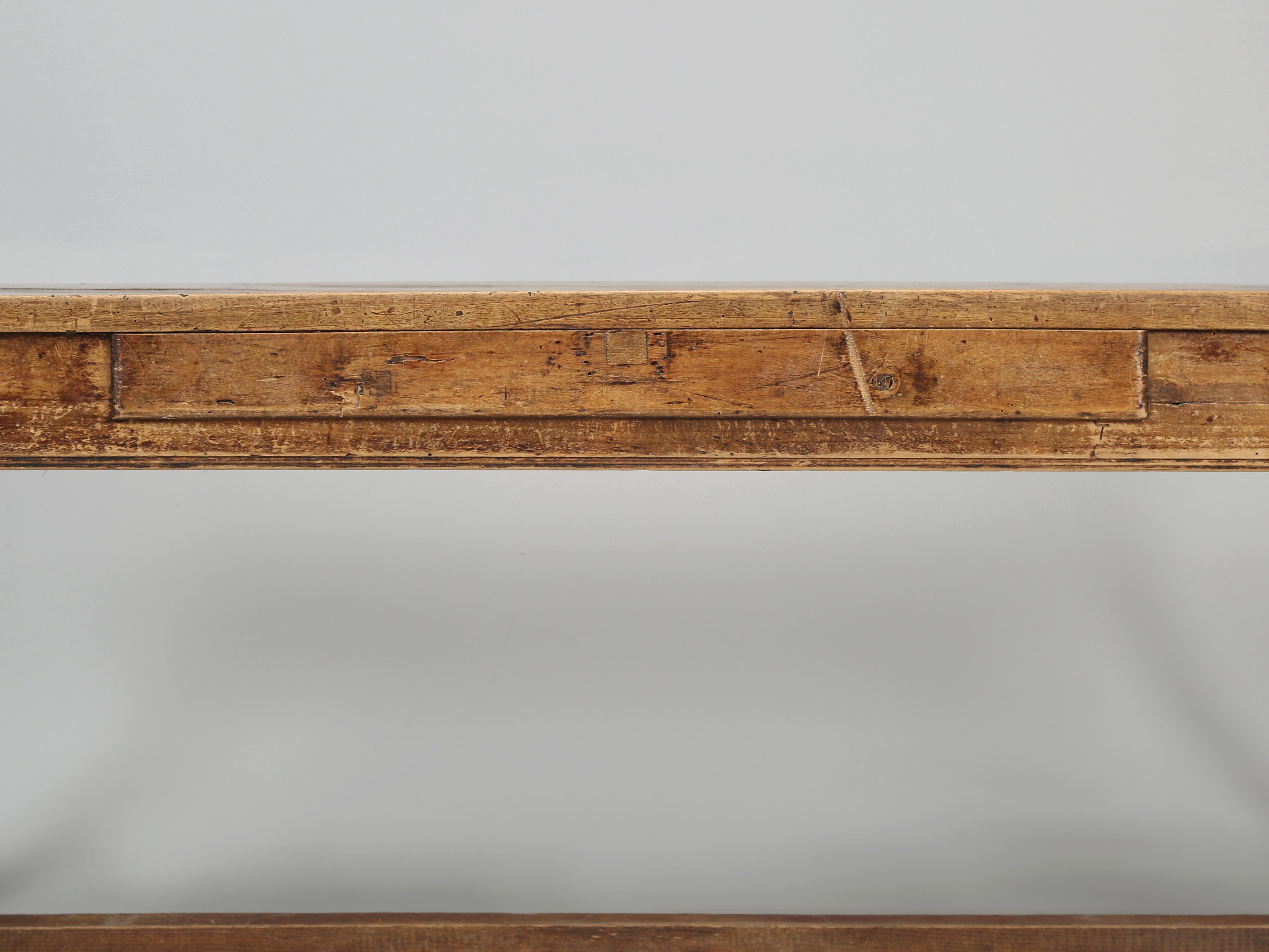 Antique French Walnut Farm Table Original Patina Structurally Sound circa 1850's 4