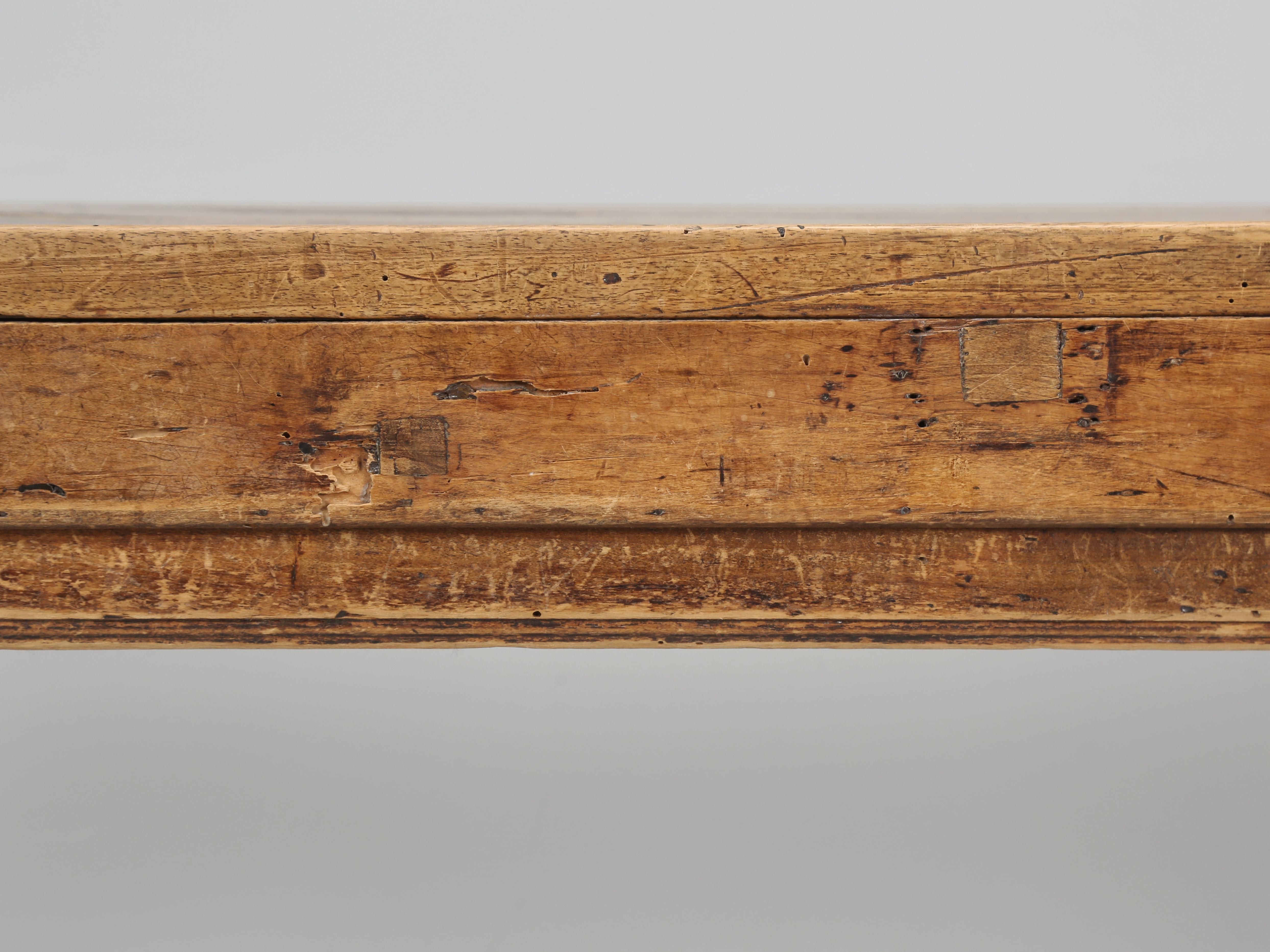 Antique French Walnut Farm Table Original Patina Structurally Sound circa 1850's 5