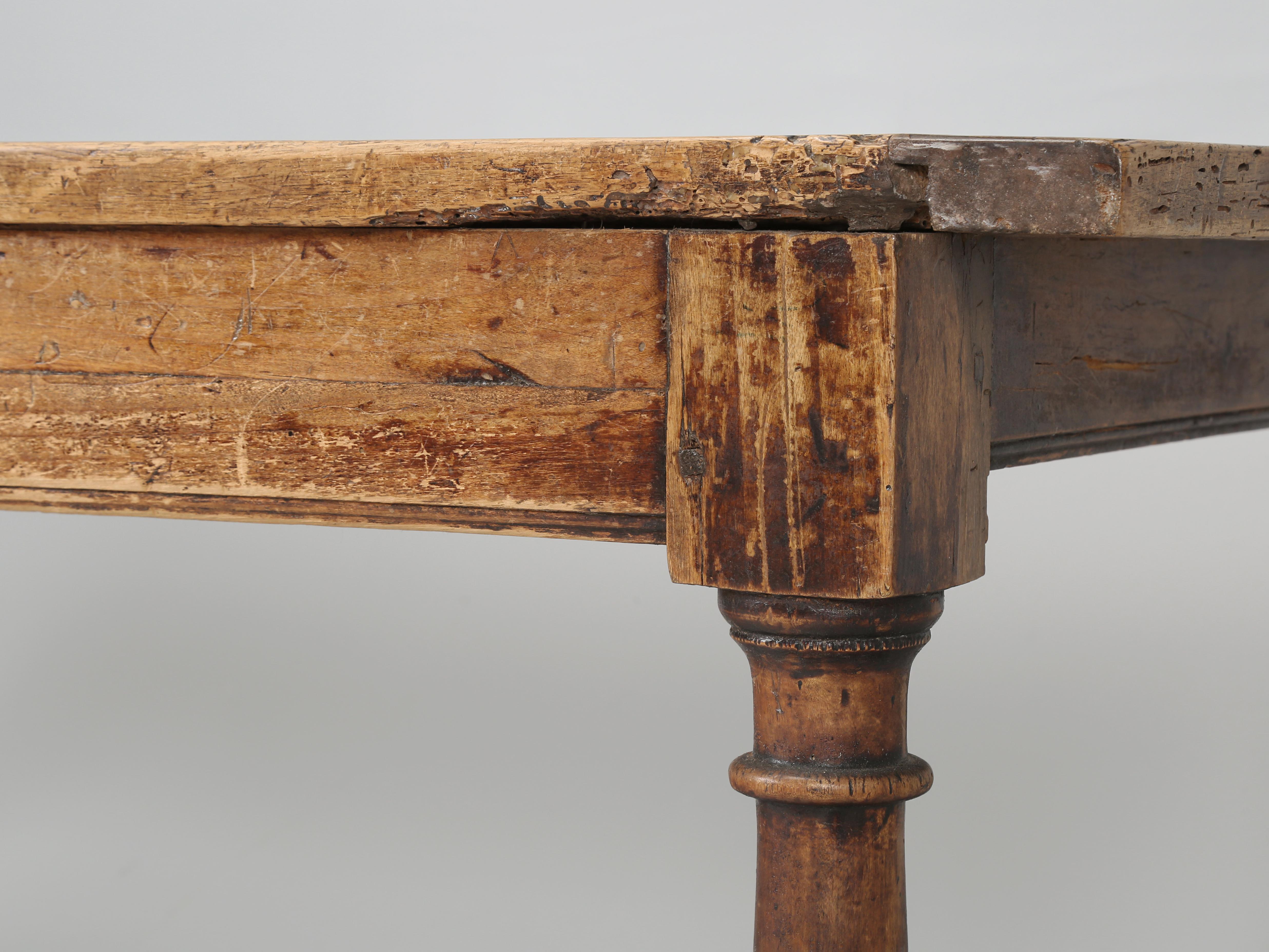 Antique French Walnut Farm Table Original Patina Structurally Sound circa 1850's 7
