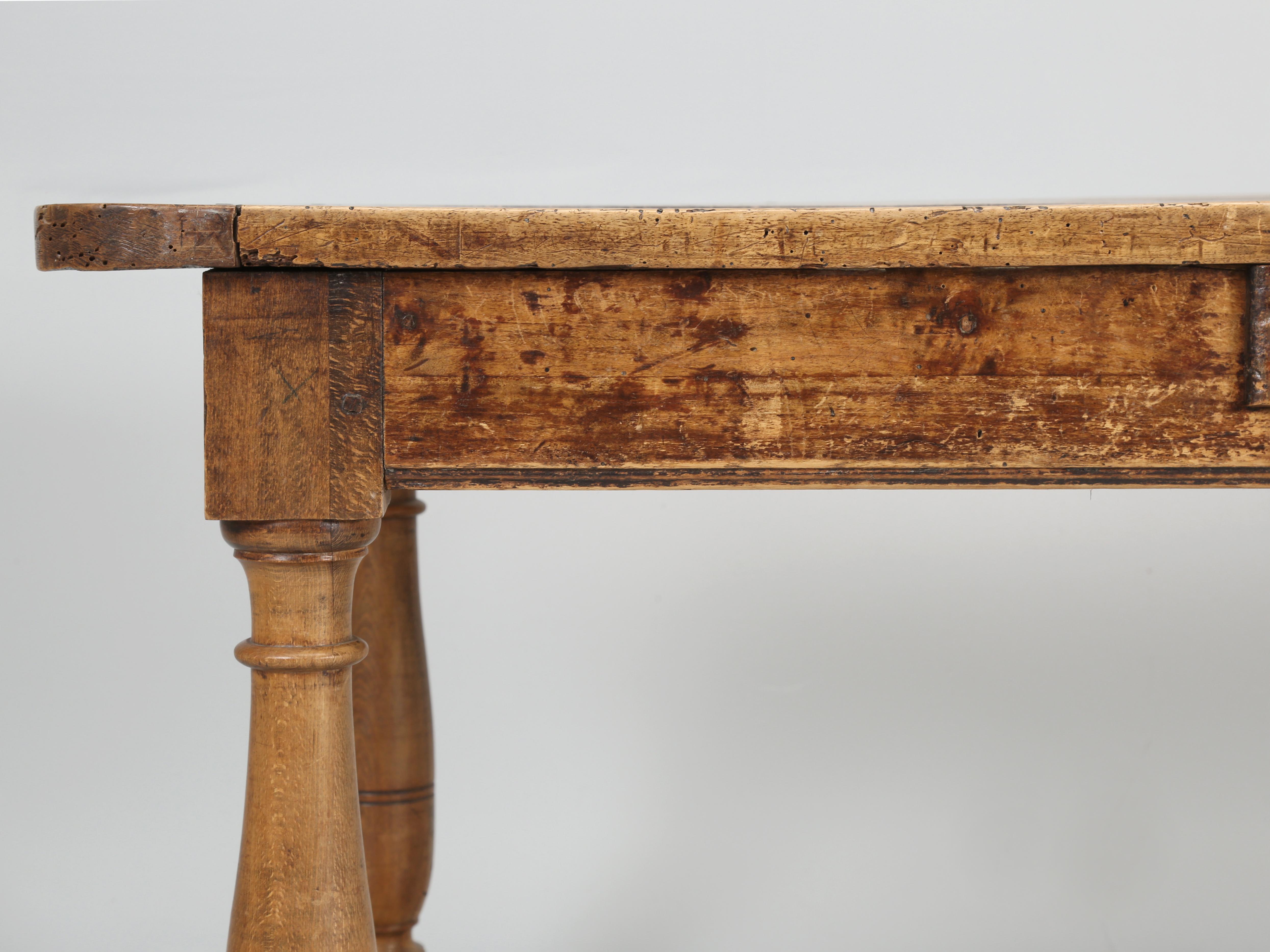 Antique French Walnut Farm Table Original Patina Structurally Sound circa 1850's 8