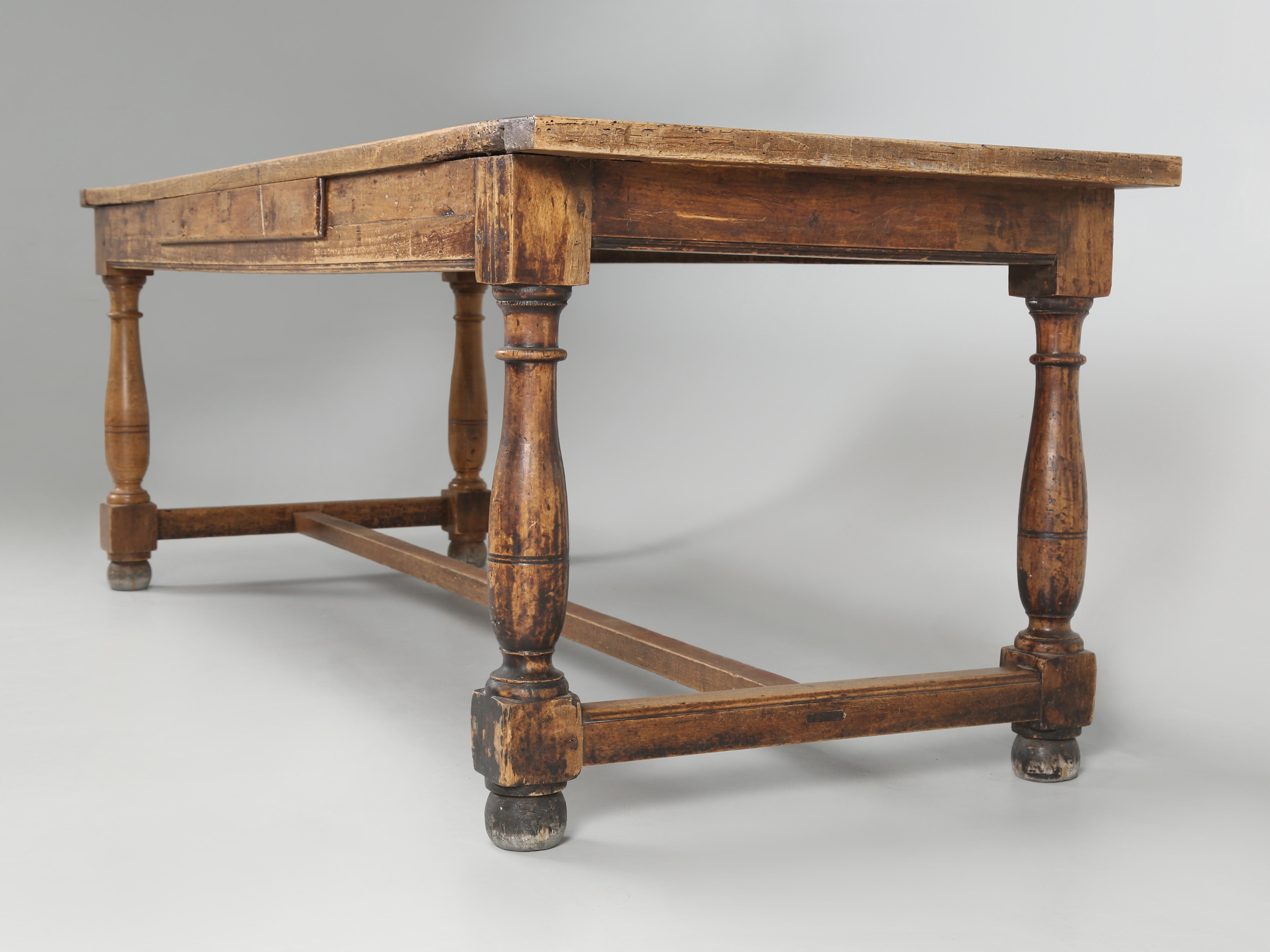 Antique French Walnut Farm Table Original Patina Structurally Sound circa 1850's 10