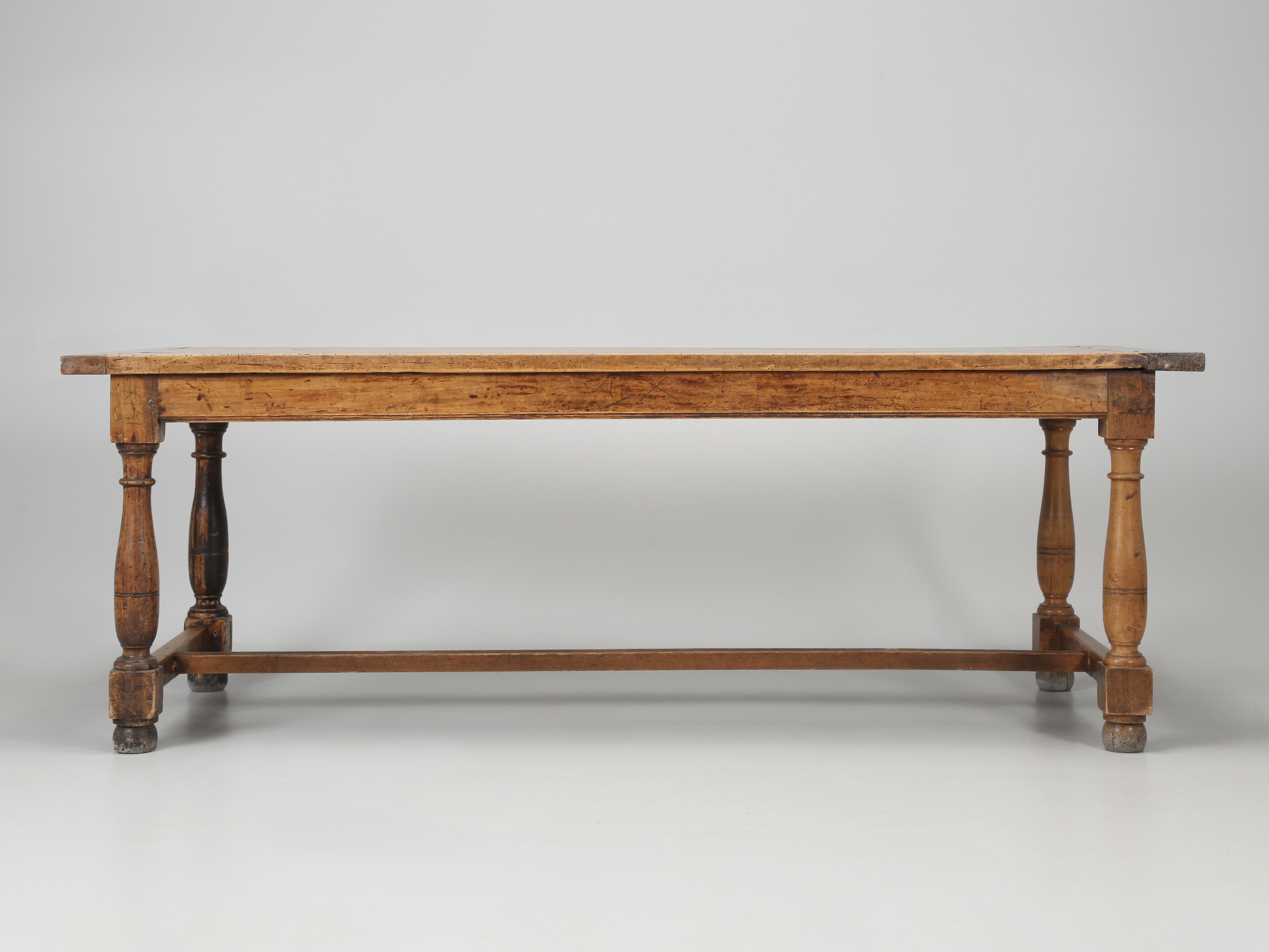 Antique French Walnut Farm Table Original Patina Structurally Sound circa 1850's 12
