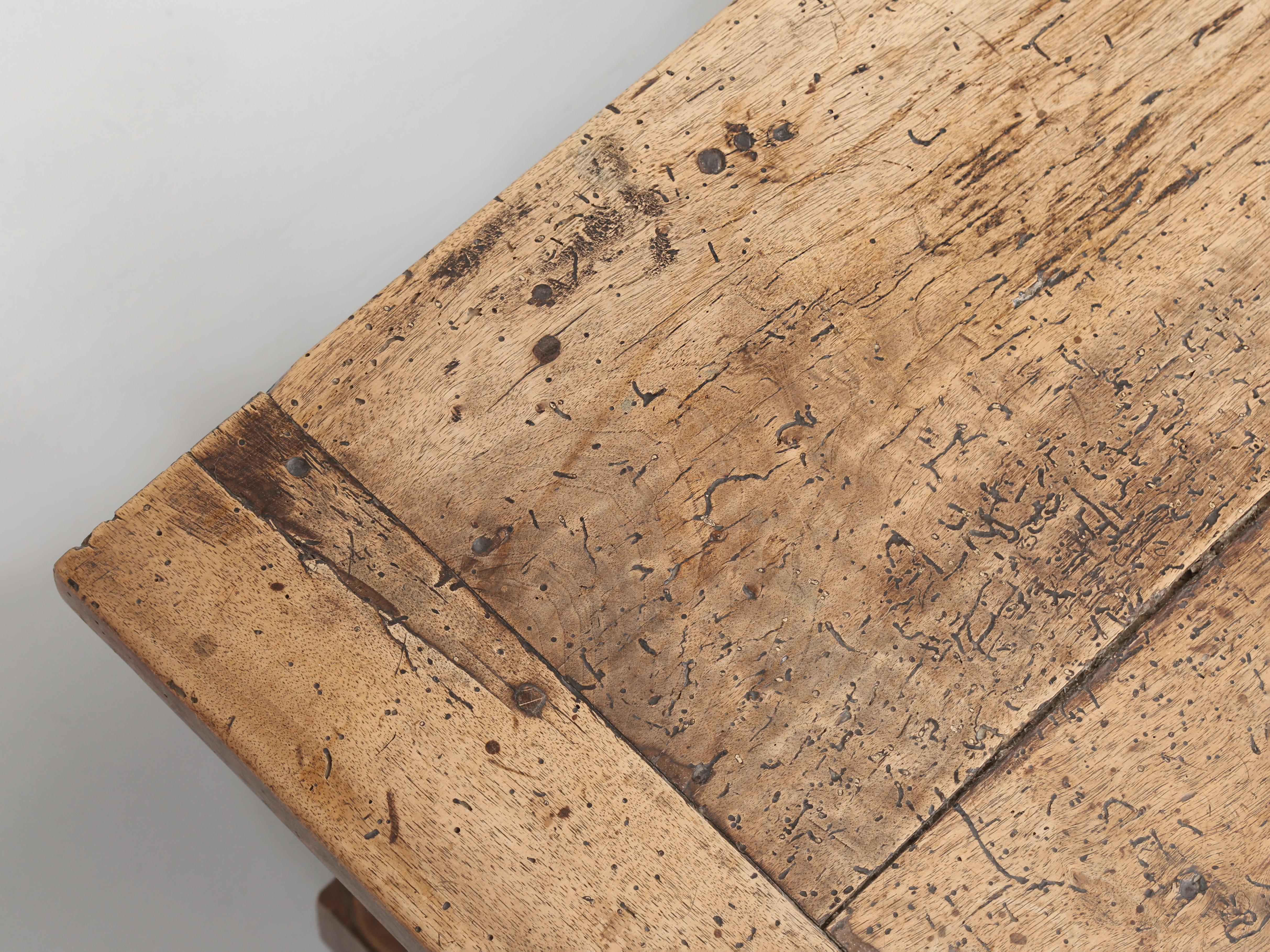 Mid-19th Century Antique French Walnut Farm Table Original Patina Structurally Sound circa 1850's