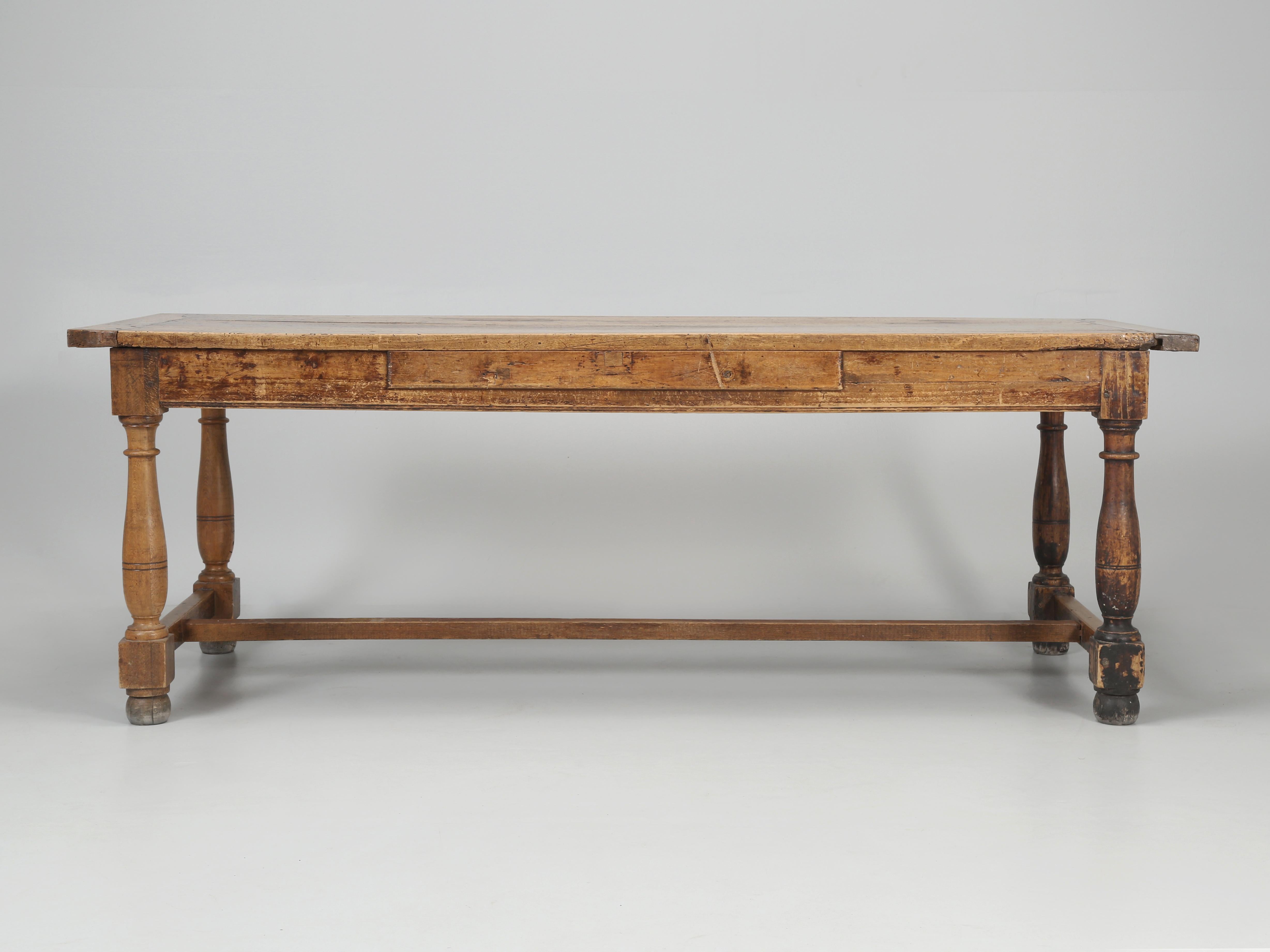 Antique French Walnut Farm Table Original Patina Structurally Sound circa 1850's 3