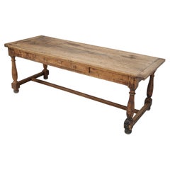 Antique French Walnut Farm Table Original Patina Structurally Sound circa 1850's