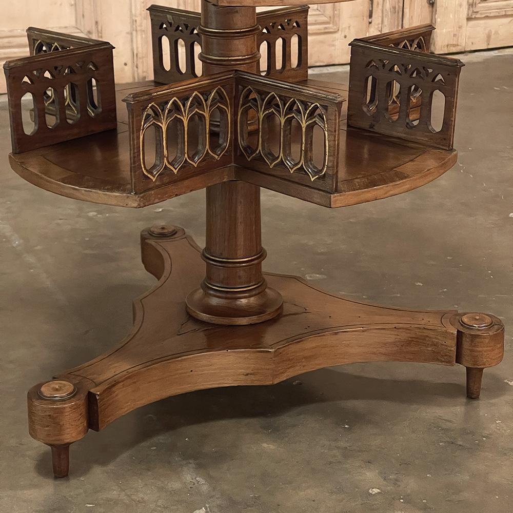 Antique French Walnut Gothic Revolving Book Stand, End Table 5