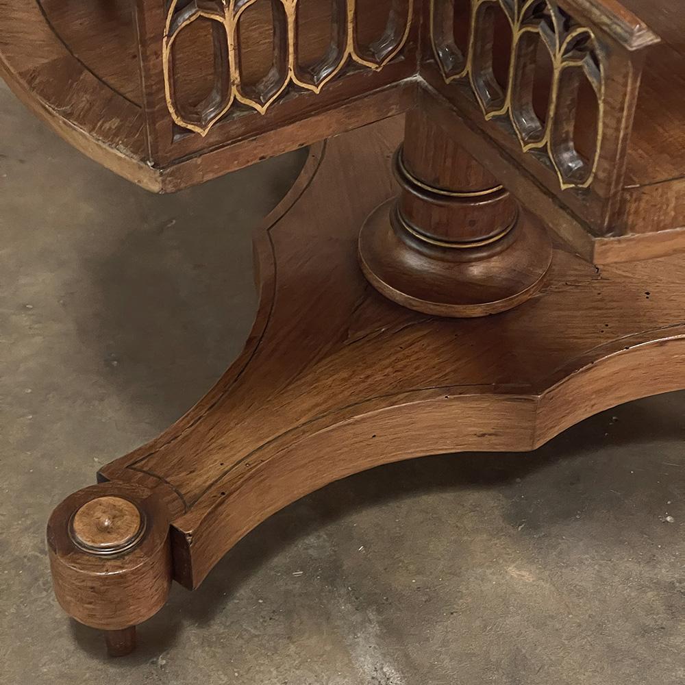 Antique French Walnut Gothic Revolving Book Stand, End Table 6