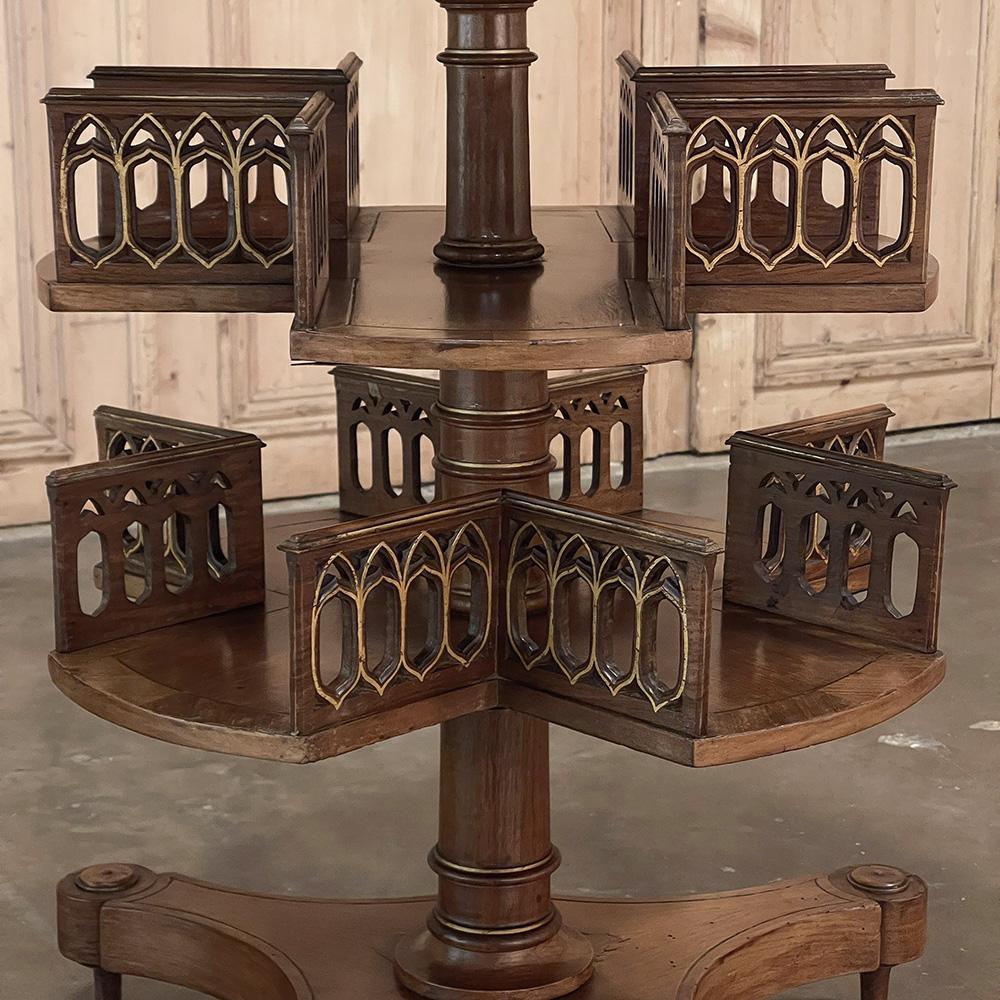 Antique French Walnut Gothic Revolving Book Stand, End Table 9