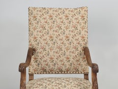 Antique French Walnut Hand Carved Armchair or Throne Chair Unrestored Condition