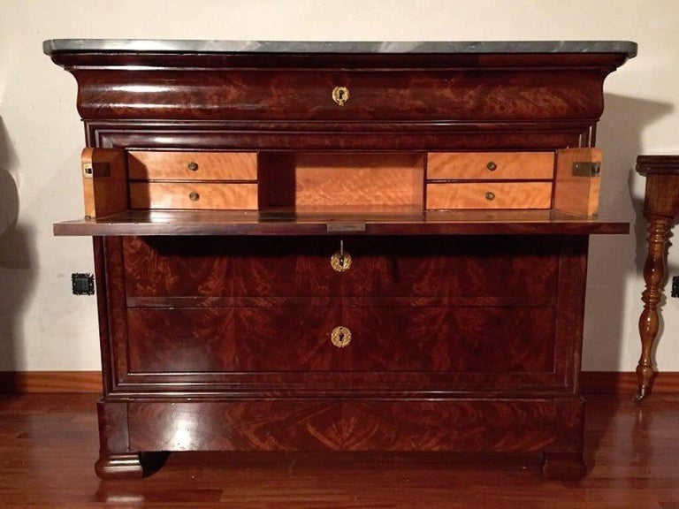 Antique French Walnut Louis Philippe Secretaire Drawer Commode For