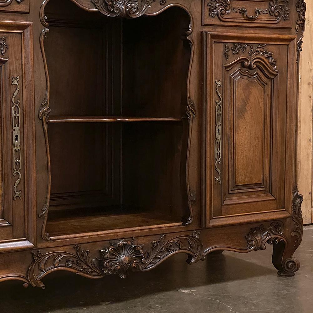 Antique French Walnut Louis XIV Marble Top Display Buffet Sideboard