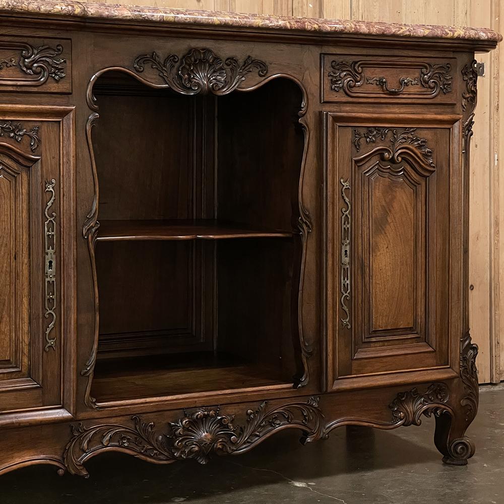 Antique French Walnut Louis XIV Marble Top Display Buffet ~ Sideboard For Sale 8