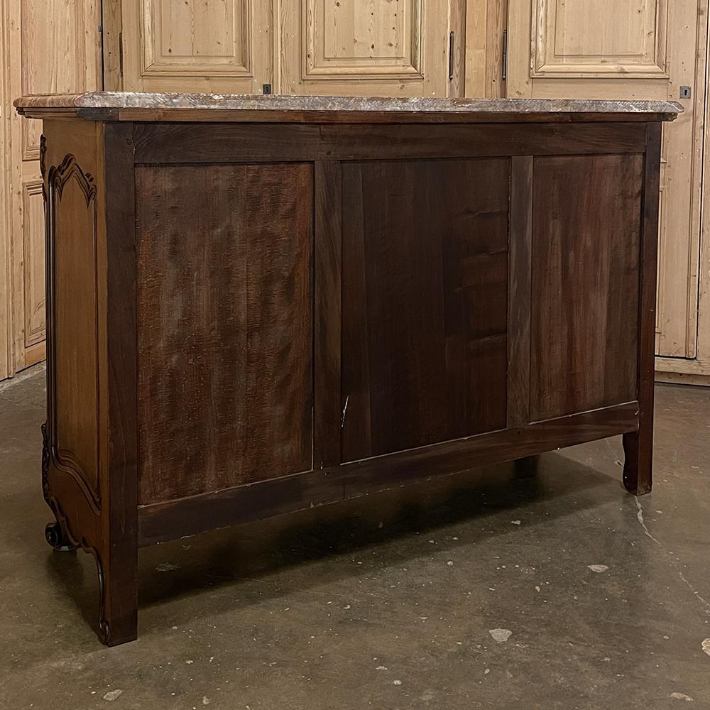 Antique French Walnut Louis XIV Marble Top Display Buffet ~ Sideboard For Sale 11