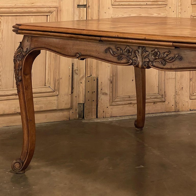 Antique French Walnut Louis XV Draw Leaf Dining Table For Sale 7