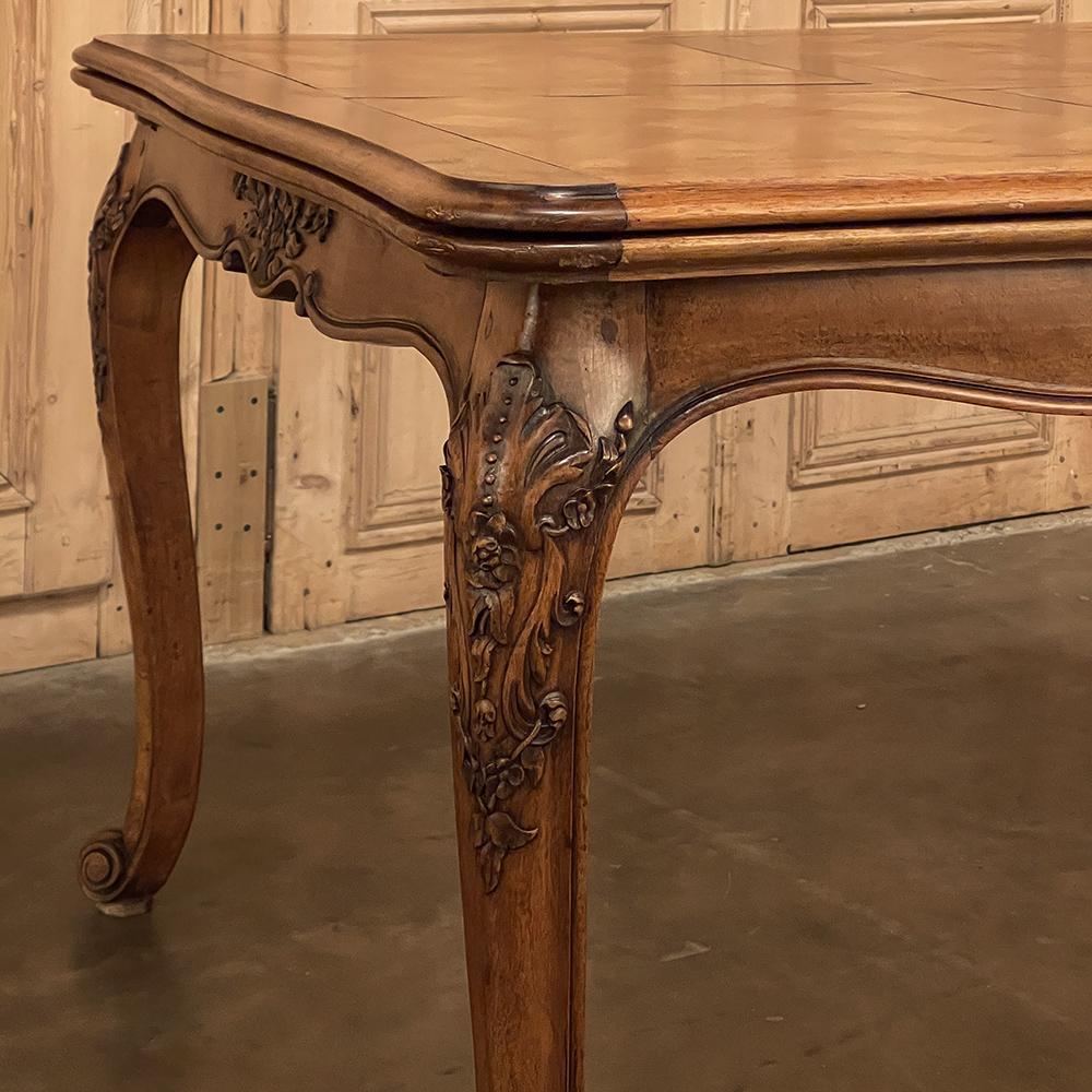 Antique French Walnut Louis XV Draw Leaf Dining Table For Sale 10