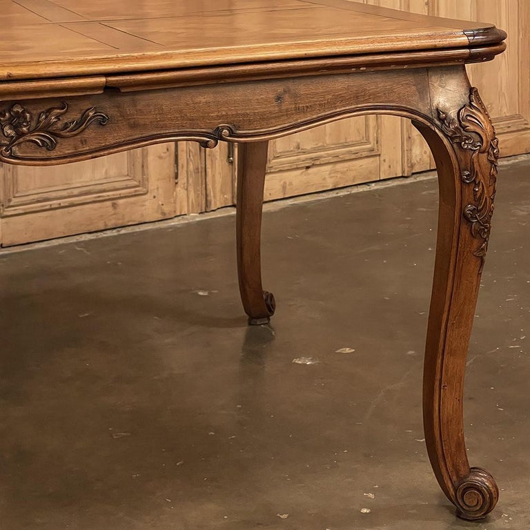 Antique French Walnut Louis XV Draw Leaf Dining Table For Sale 11