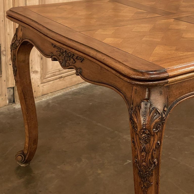 Antique French Walnut Louis XV Draw Leaf Dining Table For Sale 13