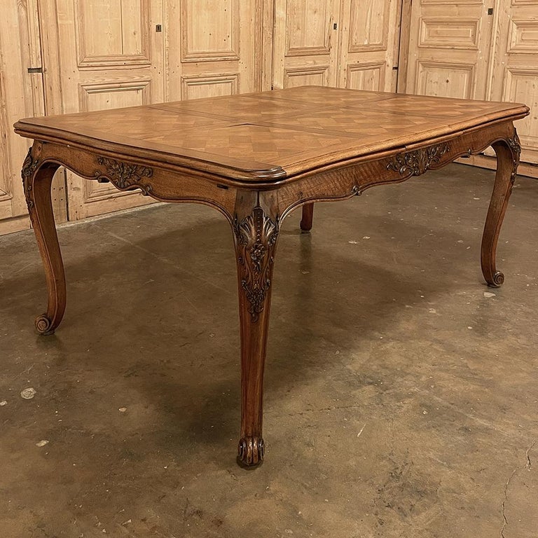 Antique French Walnut Louis XV Draw Leaf Dining Table For Sale 14