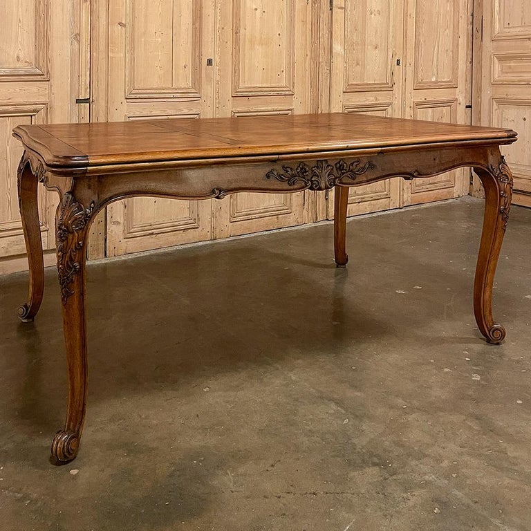 Hand-Crafted Antique French Walnut Louis XV Draw Leaf Dining Table For Sale