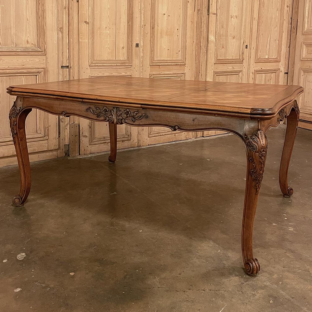 Antique French Walnut Louis XV Draw Leaf Dining Table For Sale 1