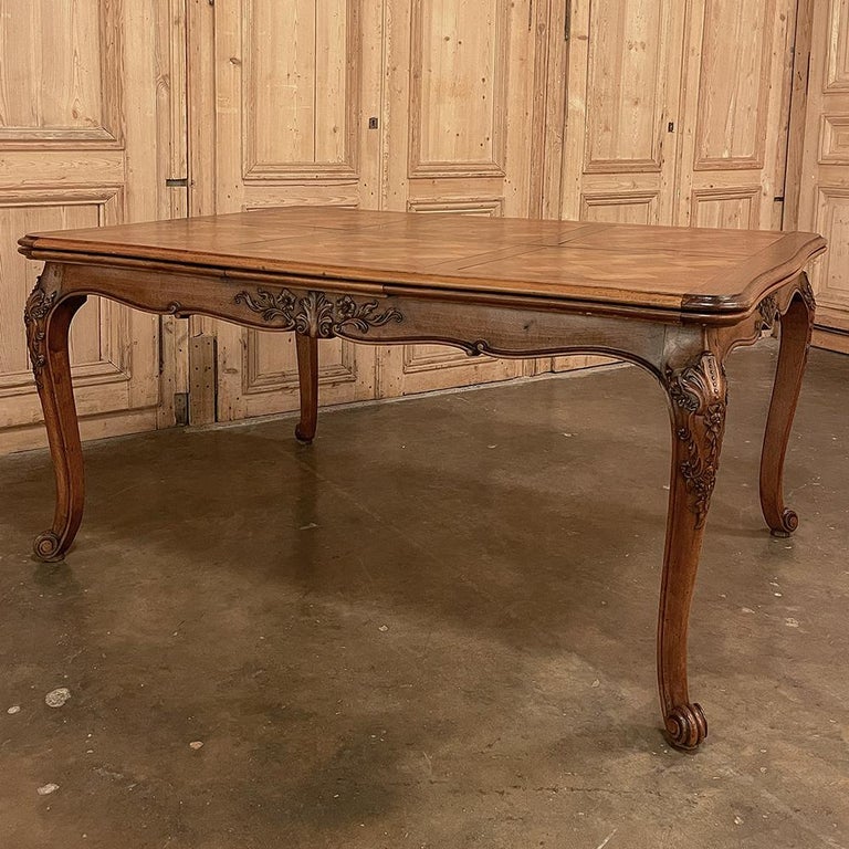 Antique French Walnut Louis XV Draw Leaf Dining Table For Sale at 1stDibs