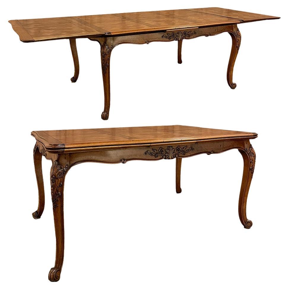 Antique French Walnut Louis XV Draw Leaf Dining Table For Sale