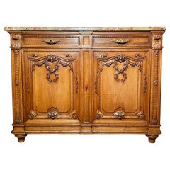 Antique French Walnut Louis XVI Finely Carved Cabinet, circa 1880