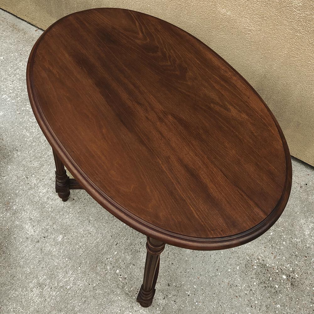 Antique French Walnut Louis XVI Oval End Table For Sale 4