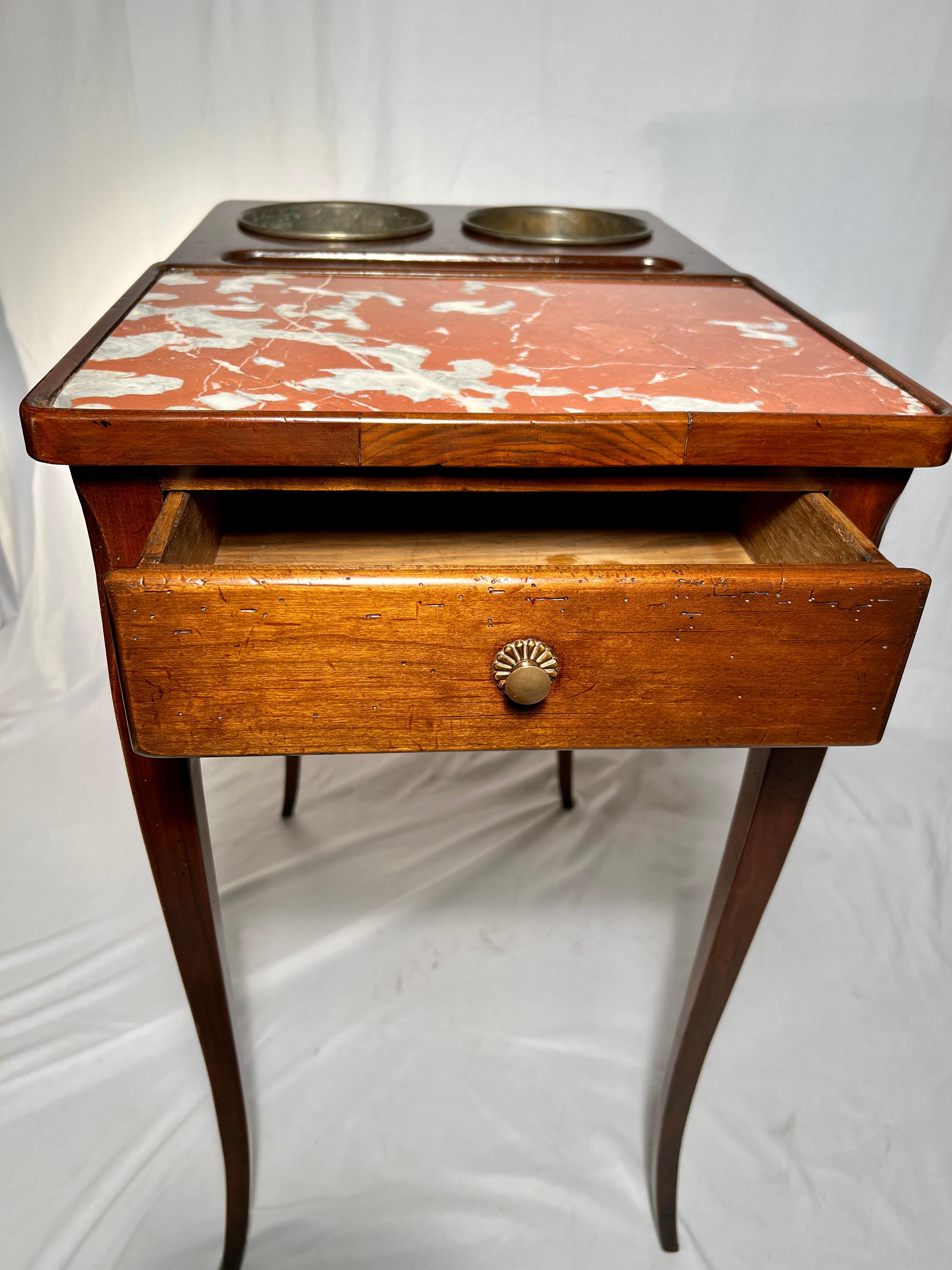 20th Century Antique French Walnut & Marble Rafraîchissoir Wine Table with Coolers Circa 1900